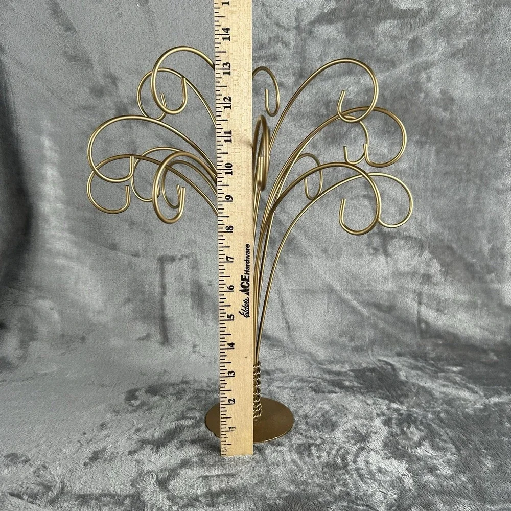VTG‎ MCM Metal Christmas Ornament Display Tree Stand Holder Hanger Gold Fountain